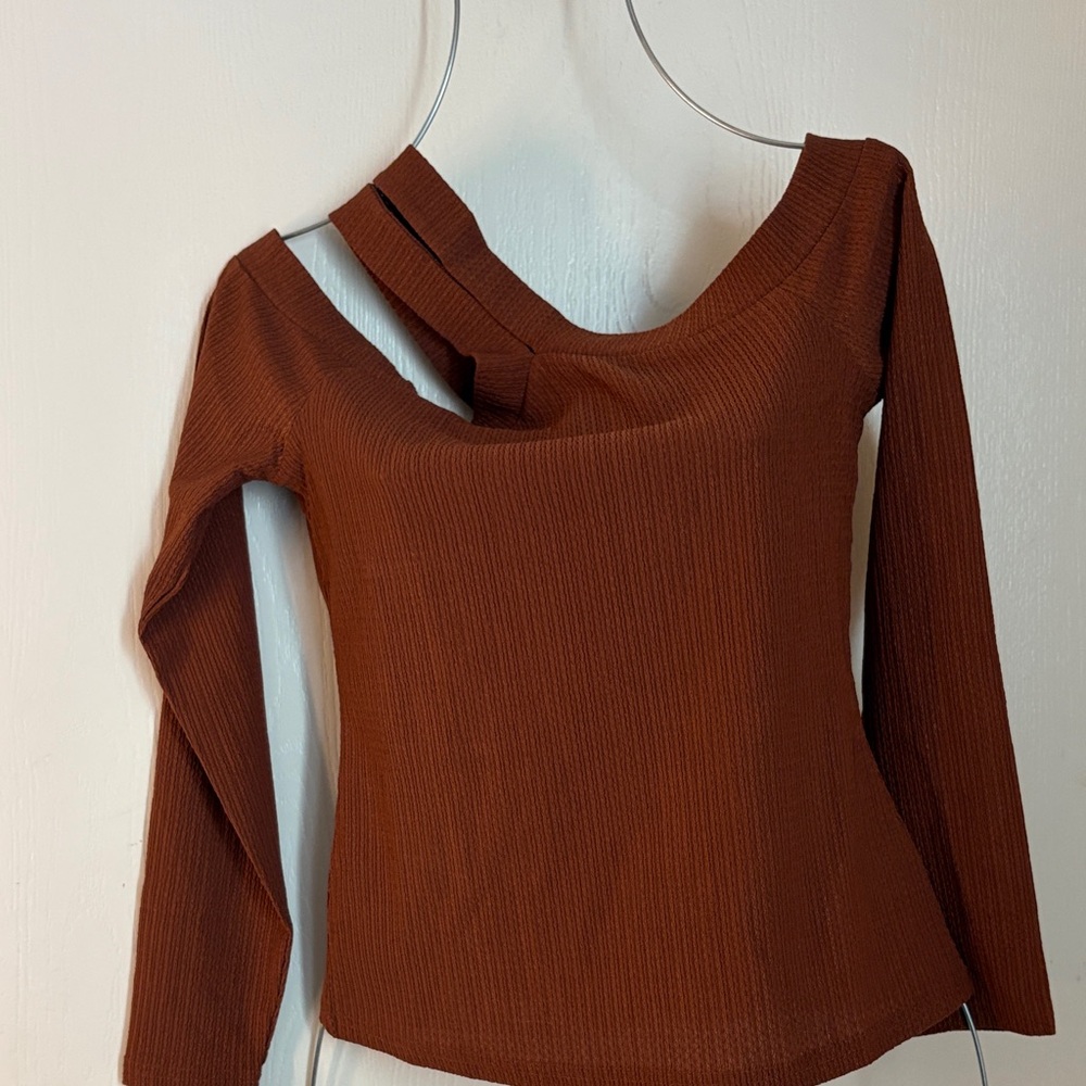 Chic Brown Long Sleeve Women's Top